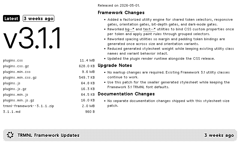 TRMNL | TRMNL Framework Updates plugin