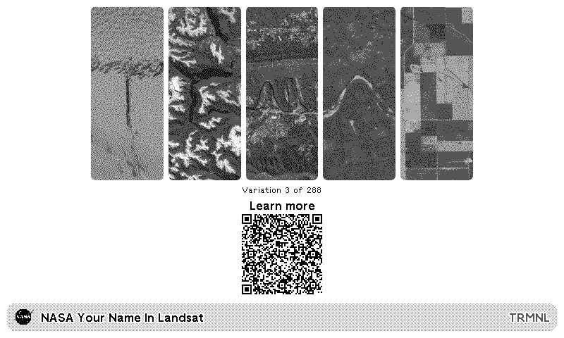 TRMNL | NASA Your Name In Landsat plugin