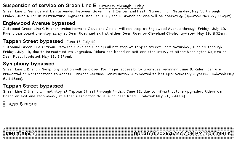 TRMNL | MBTA Alerts plugin