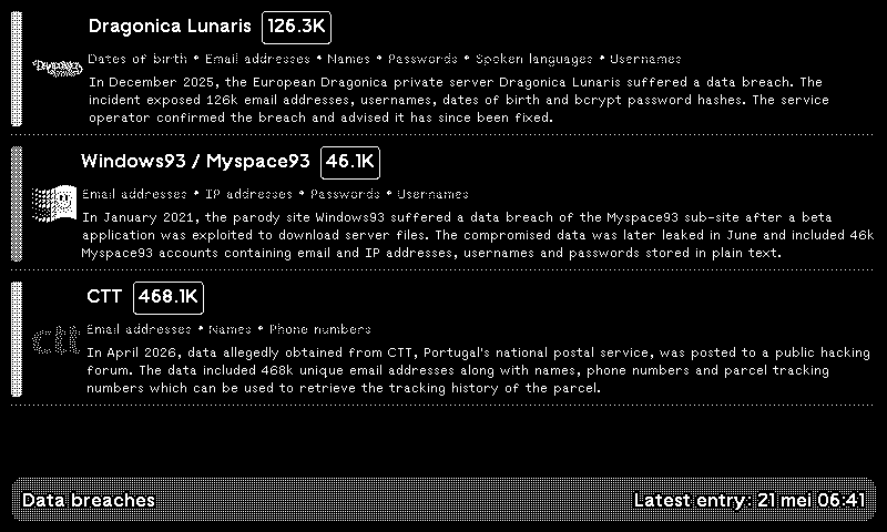 TRMNL | Data Breaches plugin