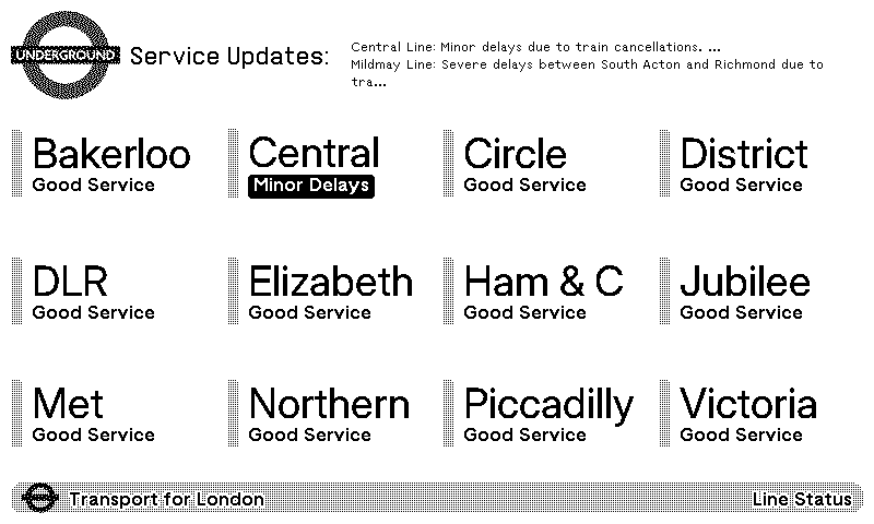 TRMNL | TFL - Underground Line Status plugin