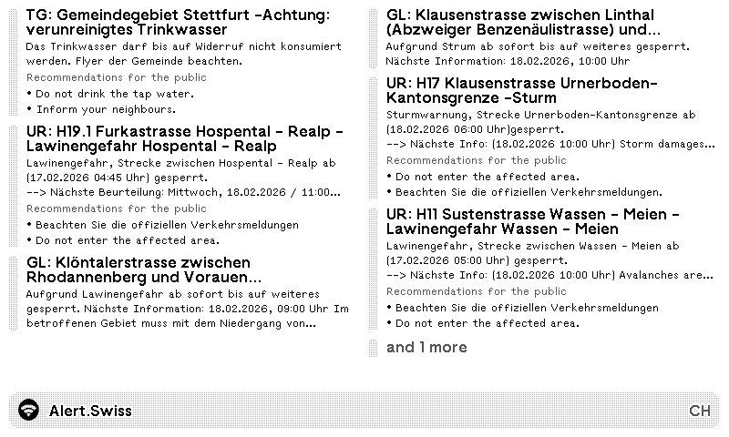TRMNL | Alert.Swiss plugin