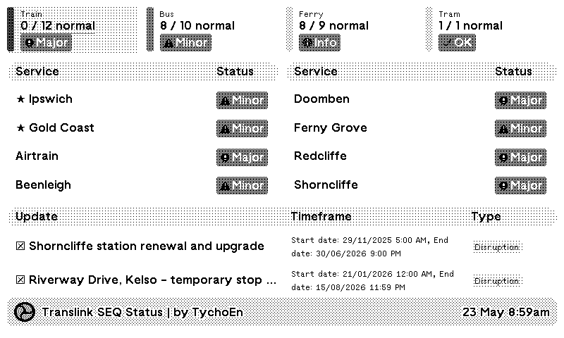TRMNL | Translink SEQ Network Status plugin